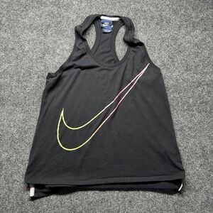 Nike Workout Tank Top Women's Small Black With Neon Logo
